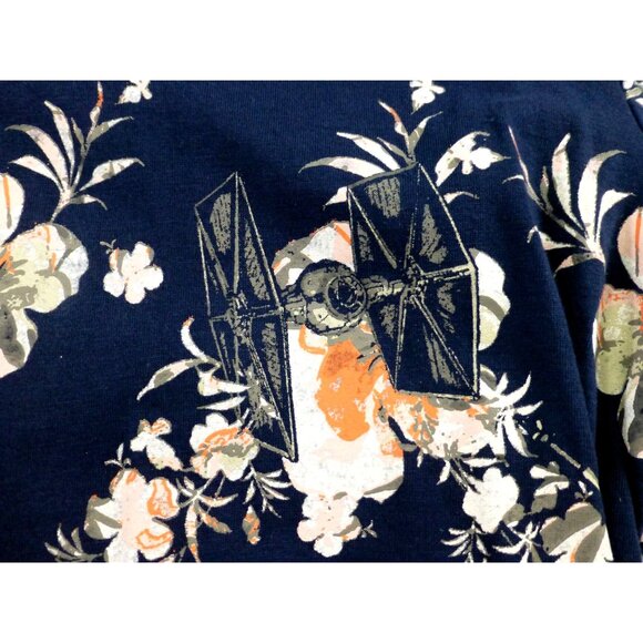 Star Wars Millennium Falcon Floral Hawaiian Button Shirt Large Nerdy Sci Fi Fan - Picture 8 of 9